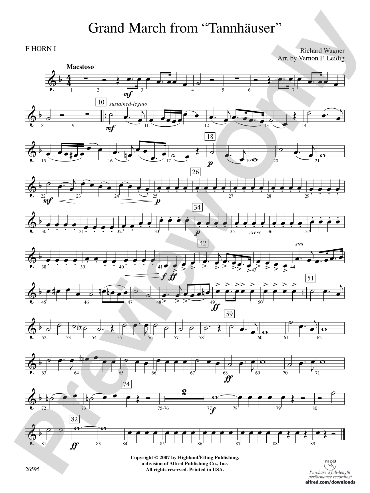 Grand March from Tannhäuser: 1st F Horn