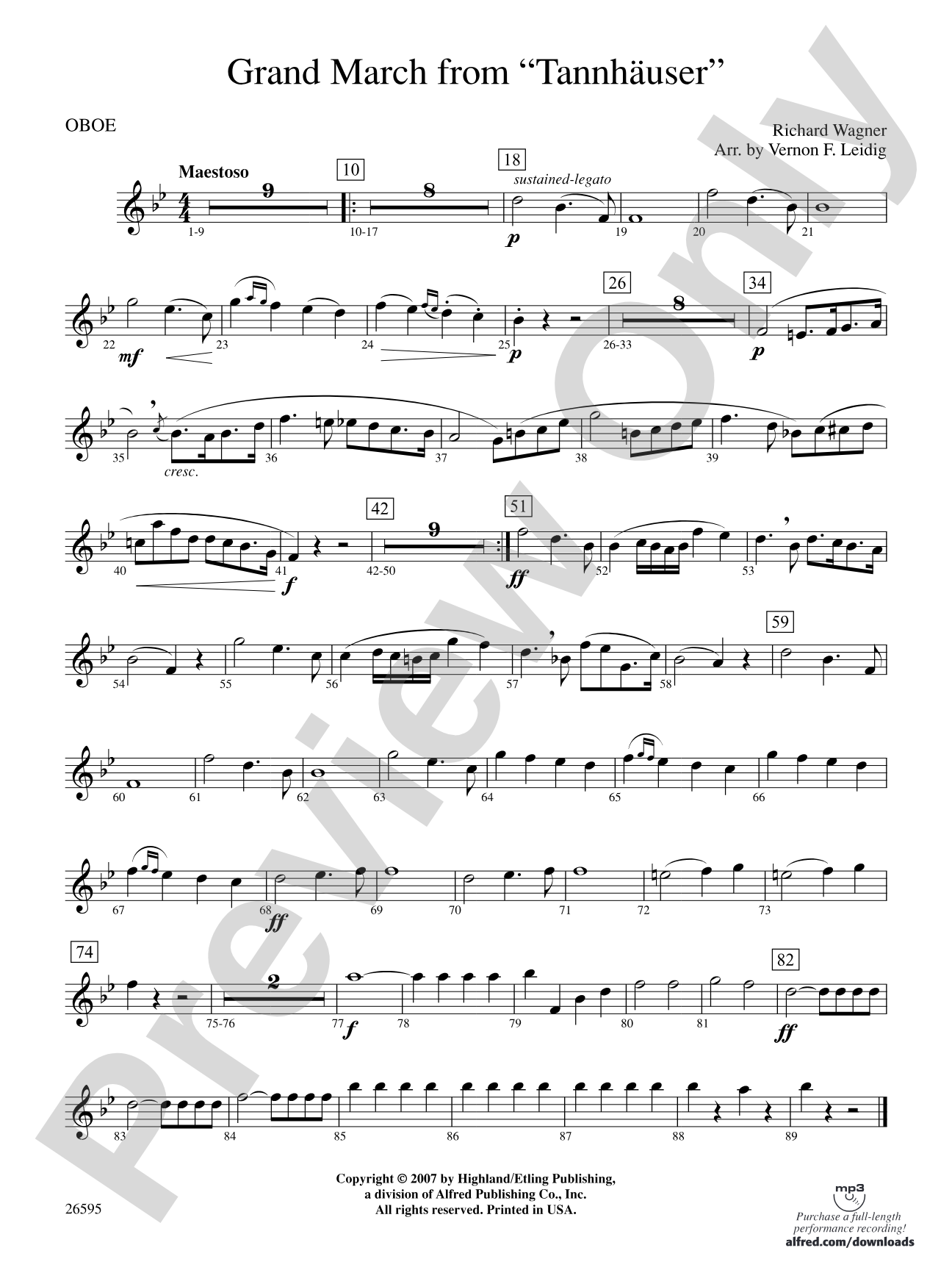 Grand March from Tannhäuser: Oboe
