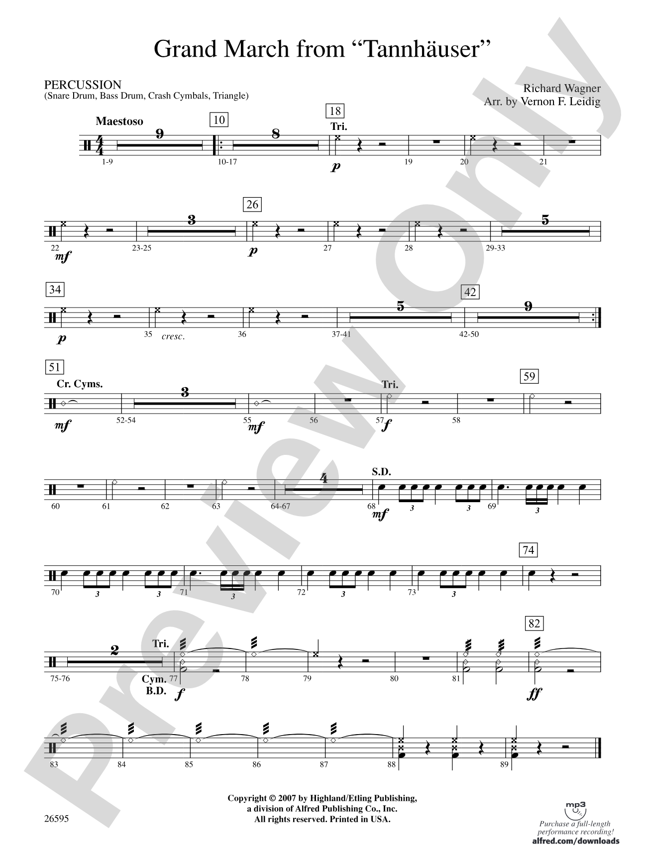 Grand March from Tannhäuser: 1st Percussion