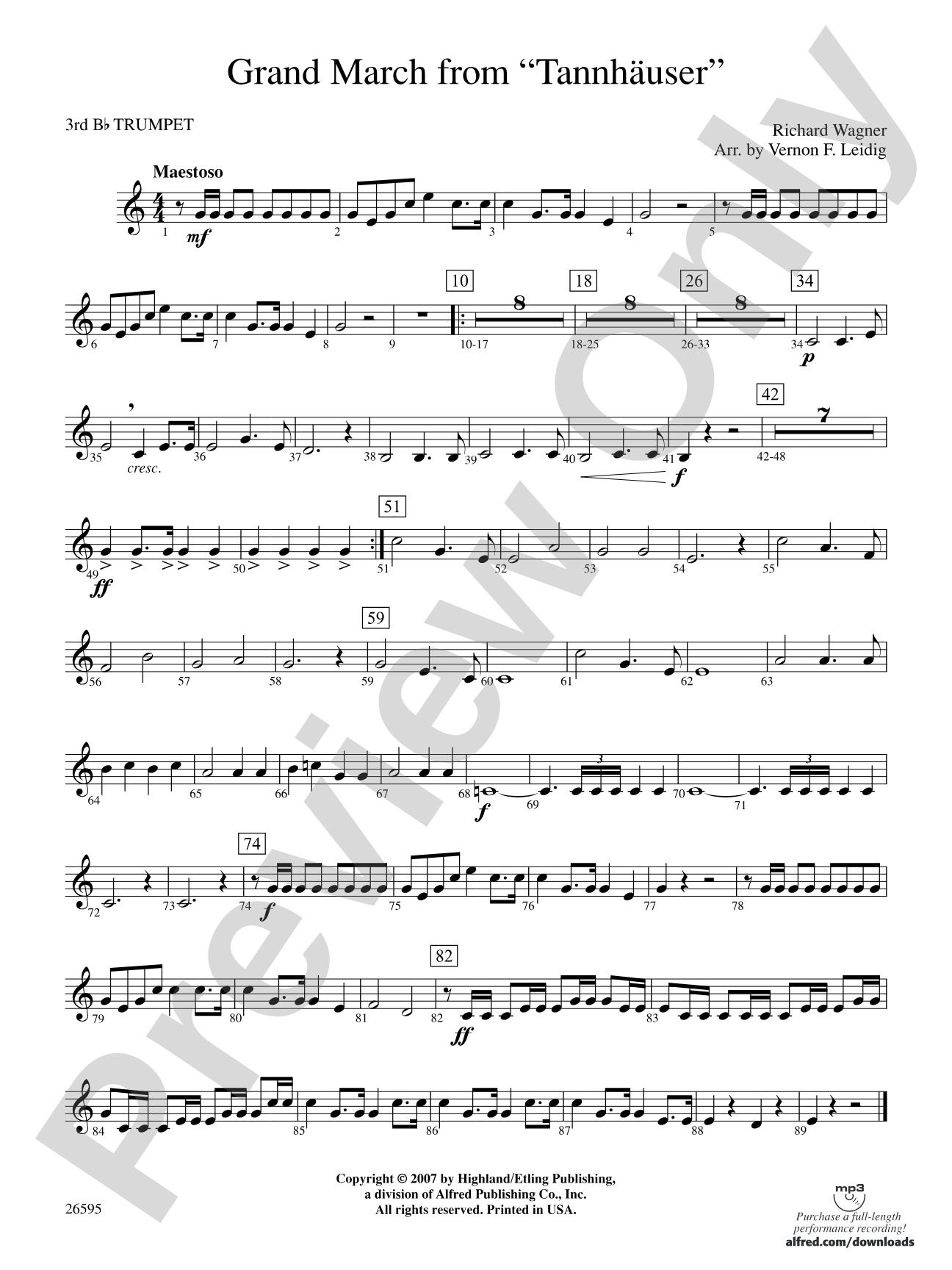 Grand March from Tannhäuser: 3rd B-flat Trumpet