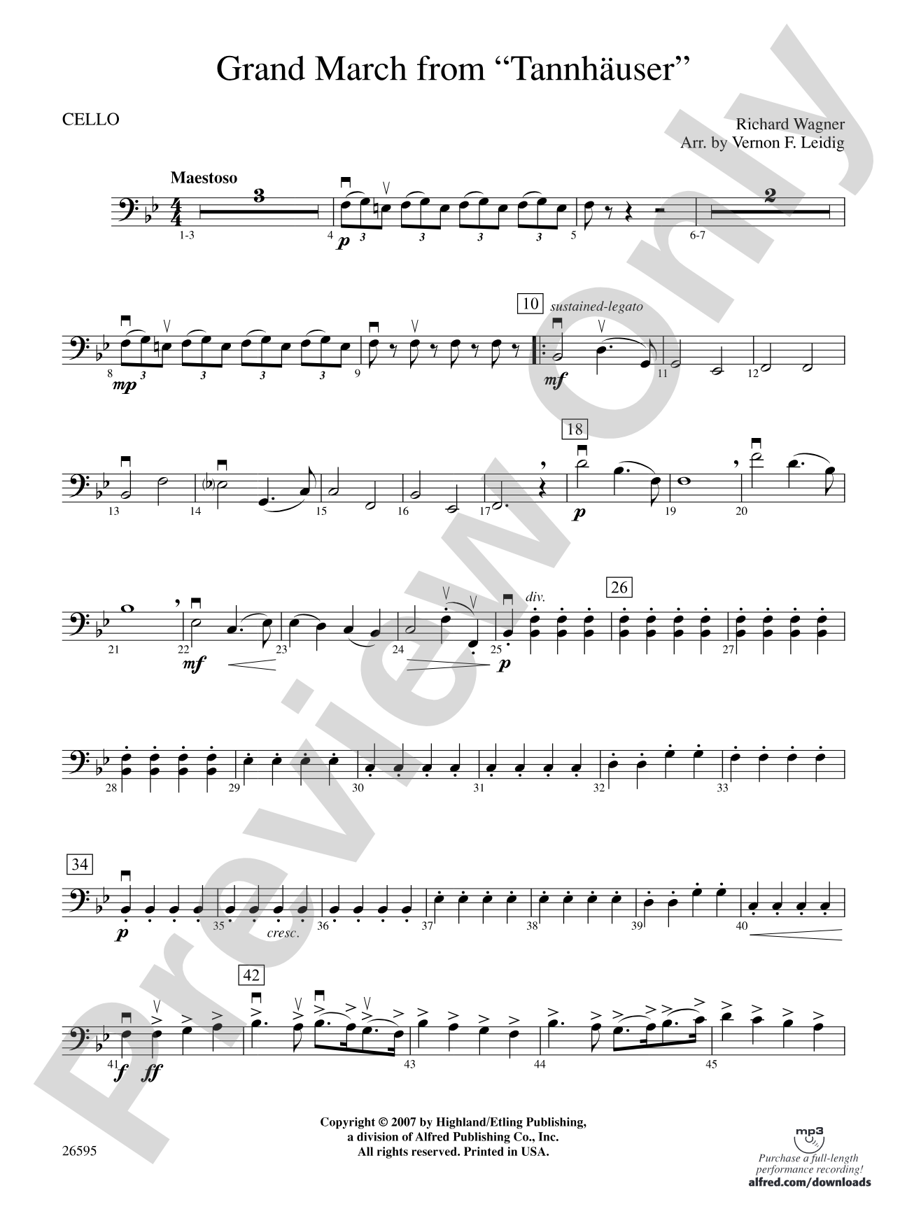 Grand March from Tannhäuser: Cello