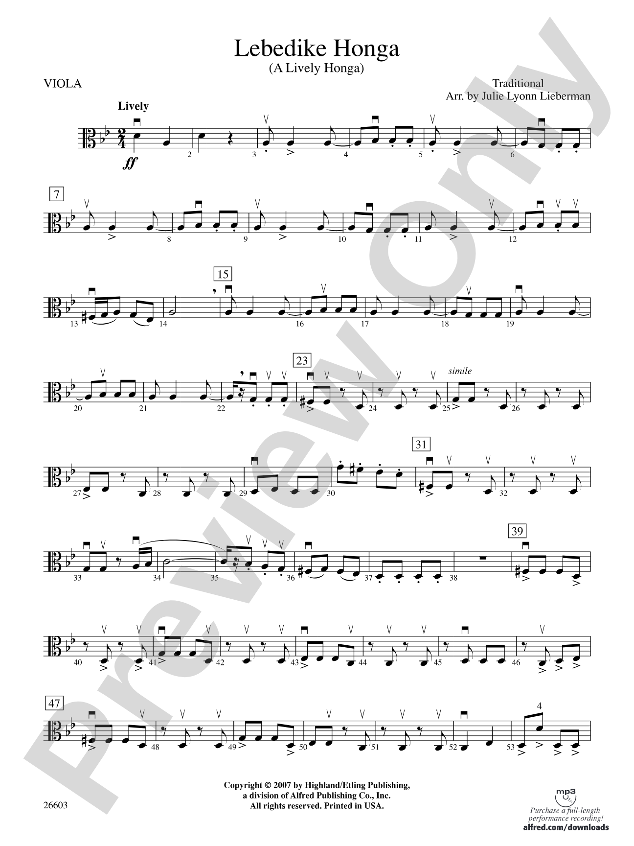 Lebedike Honga (A Lively Honga): Viola