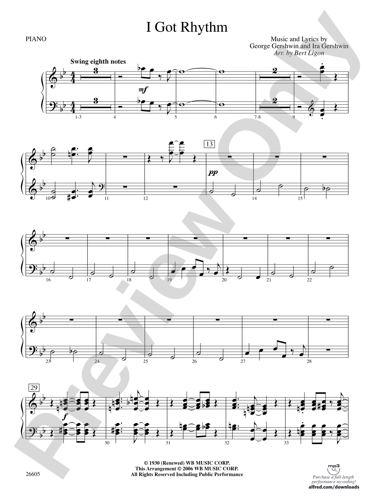 I Got Rhythm: Piano Accompaniment