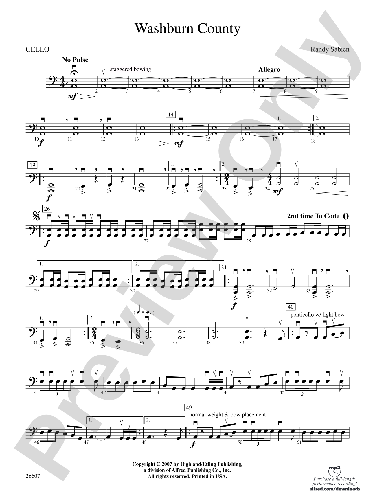 Washburn County: Cello