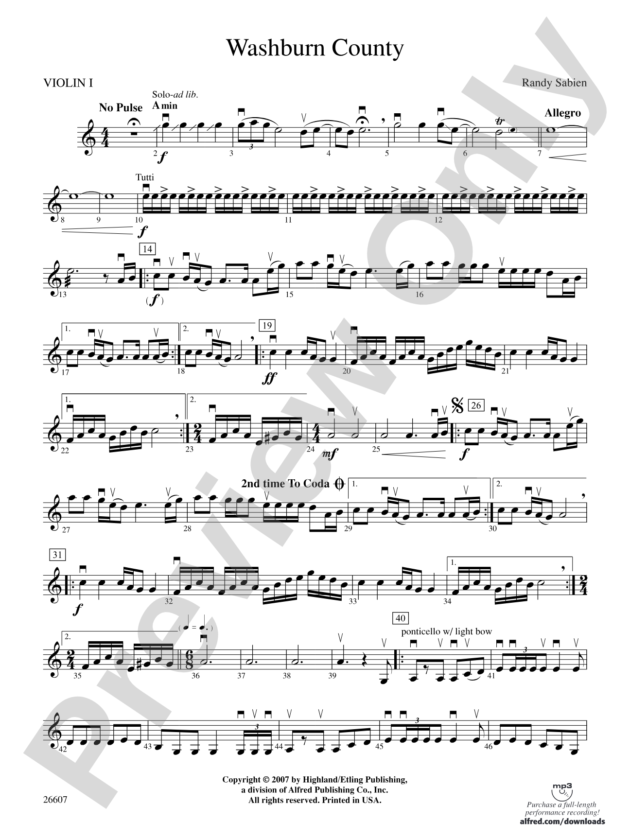 Washburn County: 1st Violin