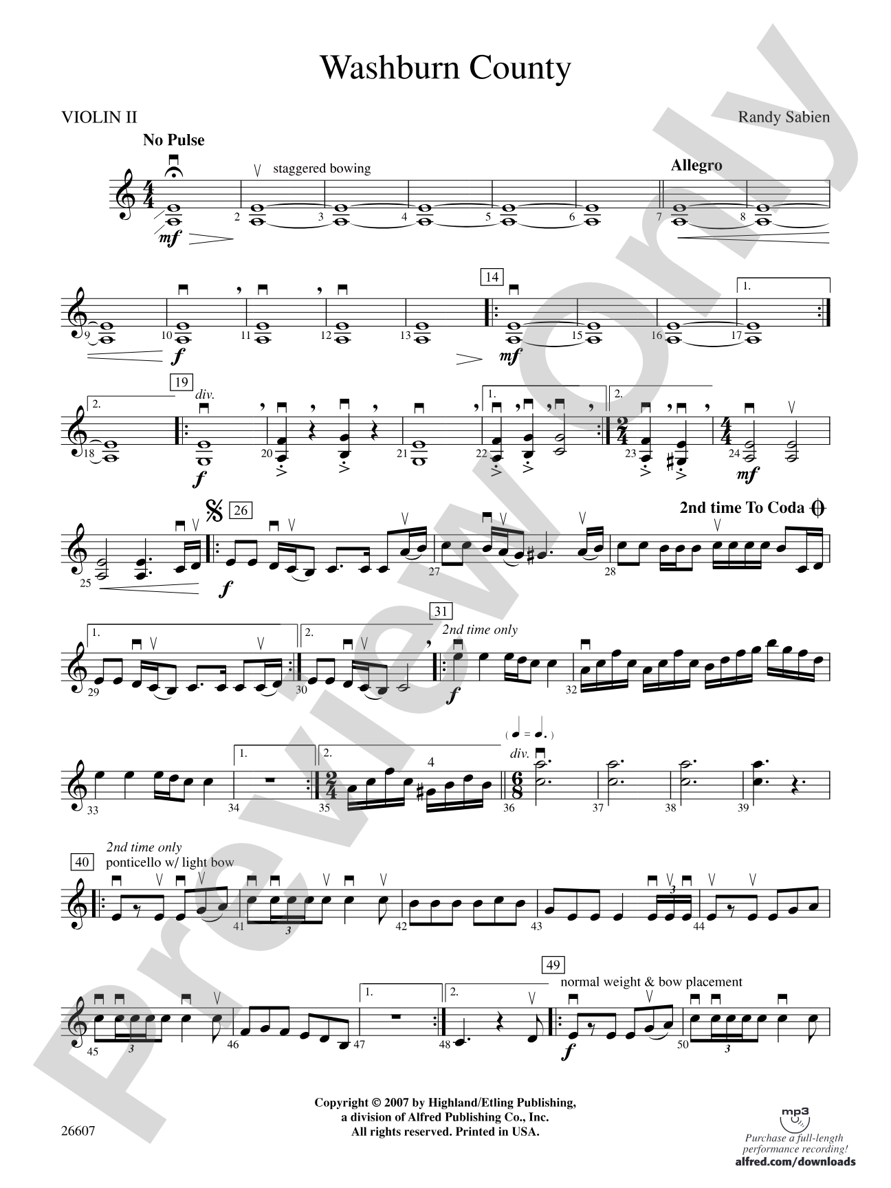 Washburn County: 2nd Violin