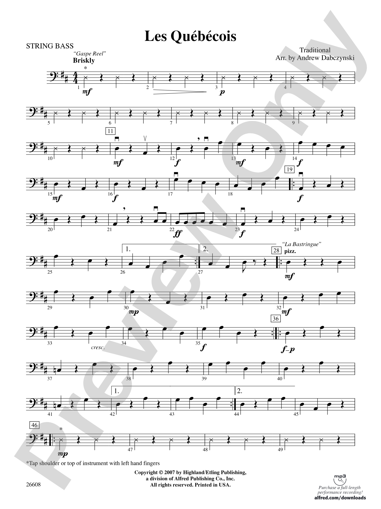 Les Québécois: String Bass