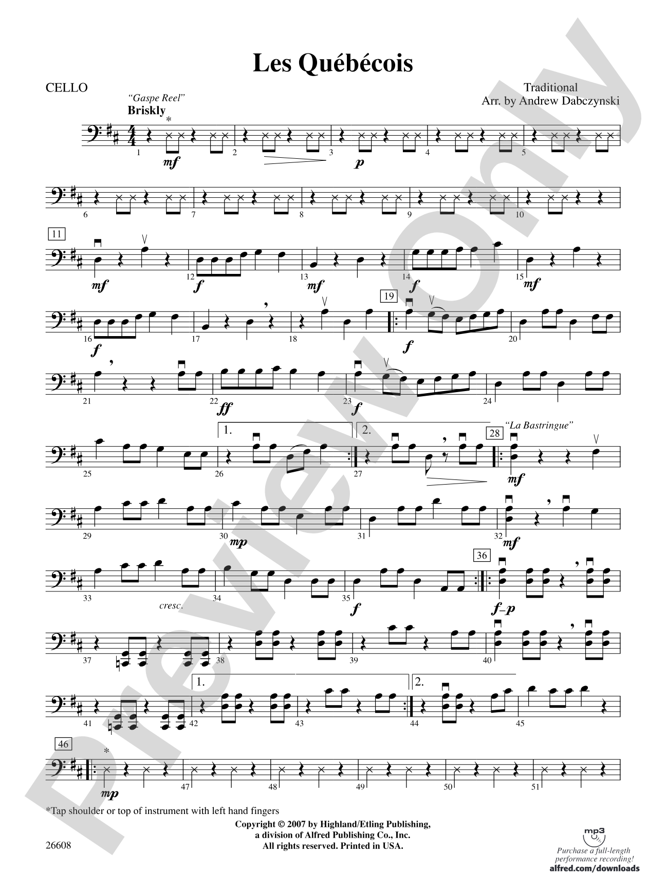 Les Québécois: Cello