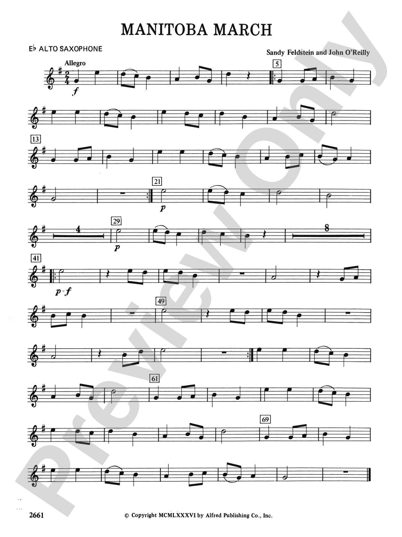 Manitoba March: E-flat Alto Saxophone