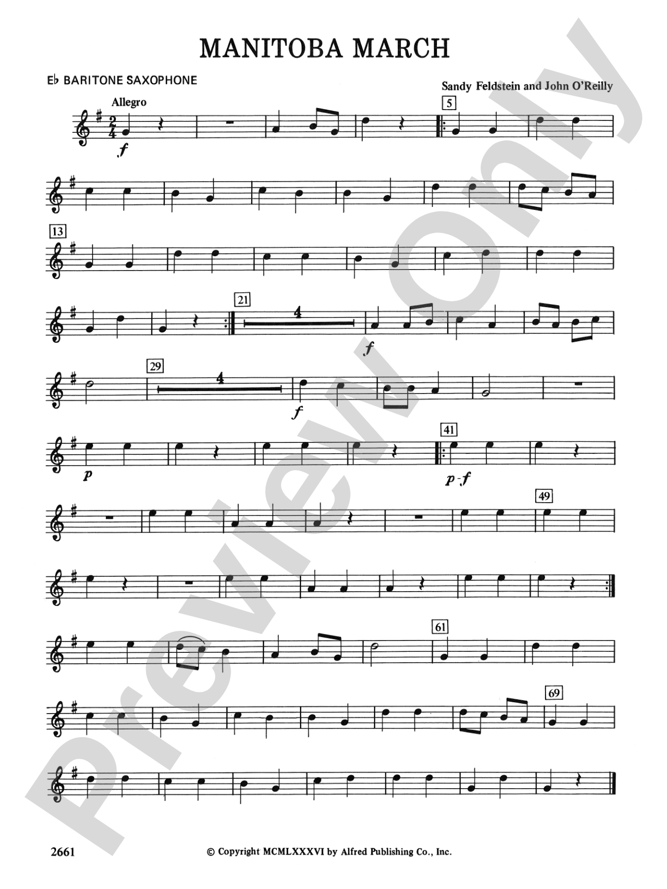 Manitoba March: E-flat Baritone Saxophone