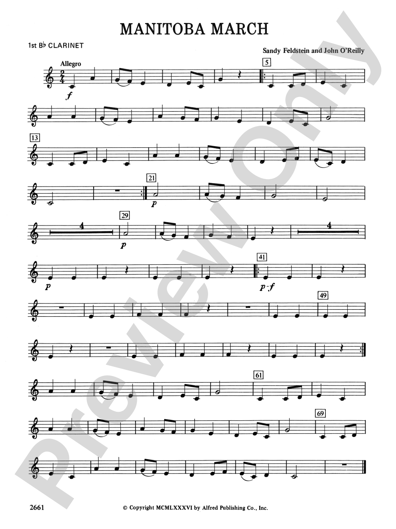 Manitoba March: 1st B-flat Clarinet