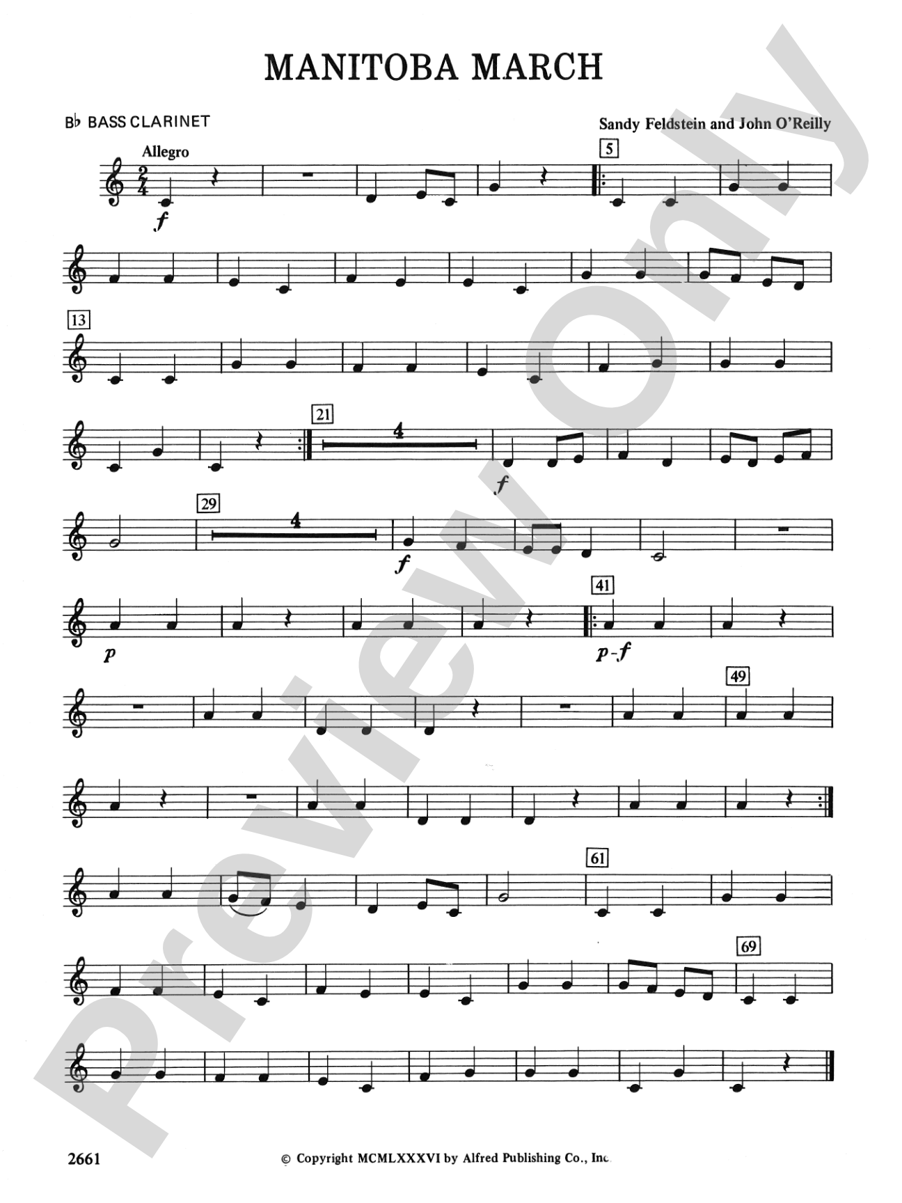 Manitoba March: B-flat Bass Clarinet