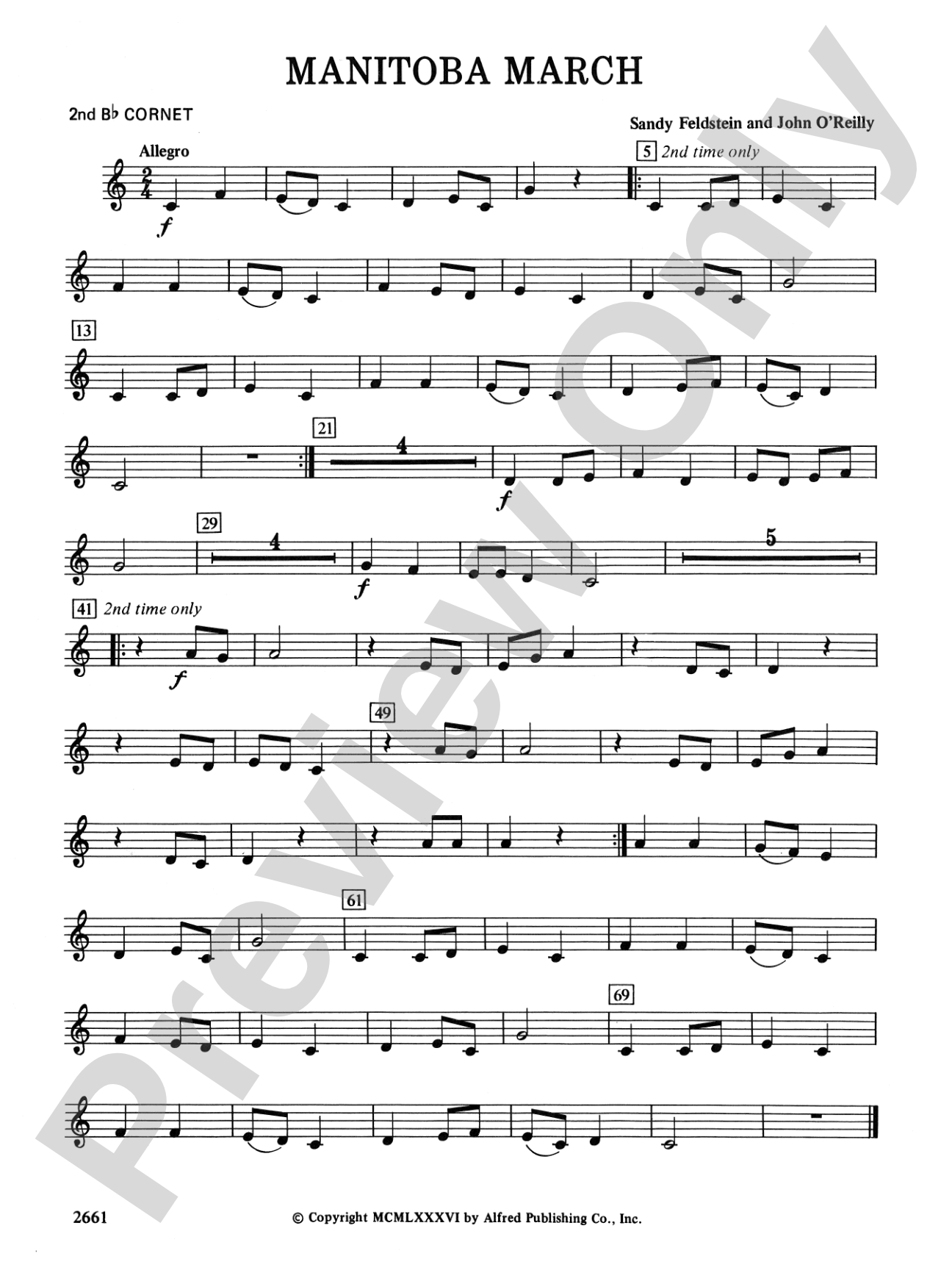 Manitoba March: 2nd B-flat Cornet
