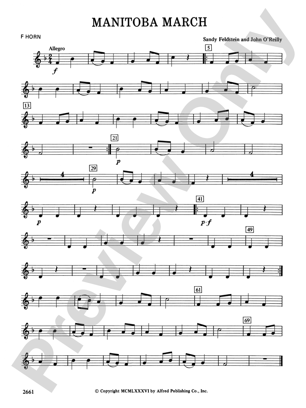 Manitoba March: 1st F Horn