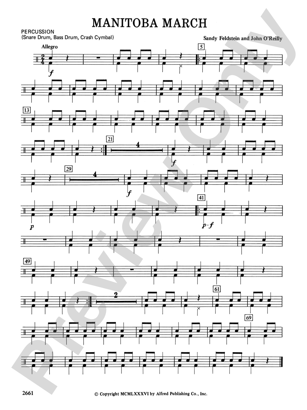 Manitoba March: 1st Percussion