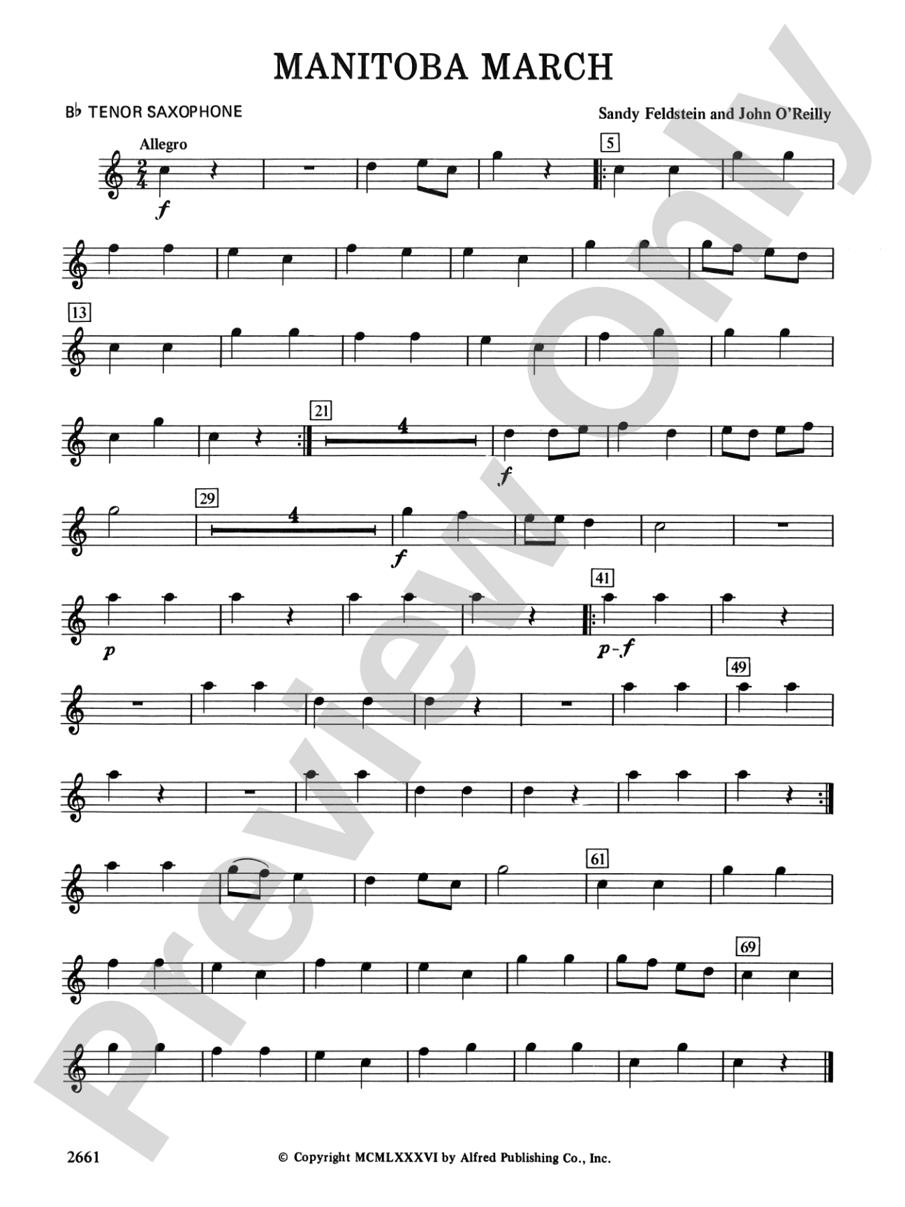 Manitoba March: B-flat Tenor Saxophone