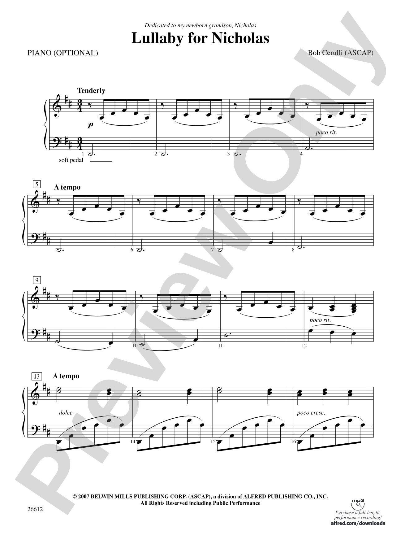 Lullaby for Nicholas: Piano Accompaniment