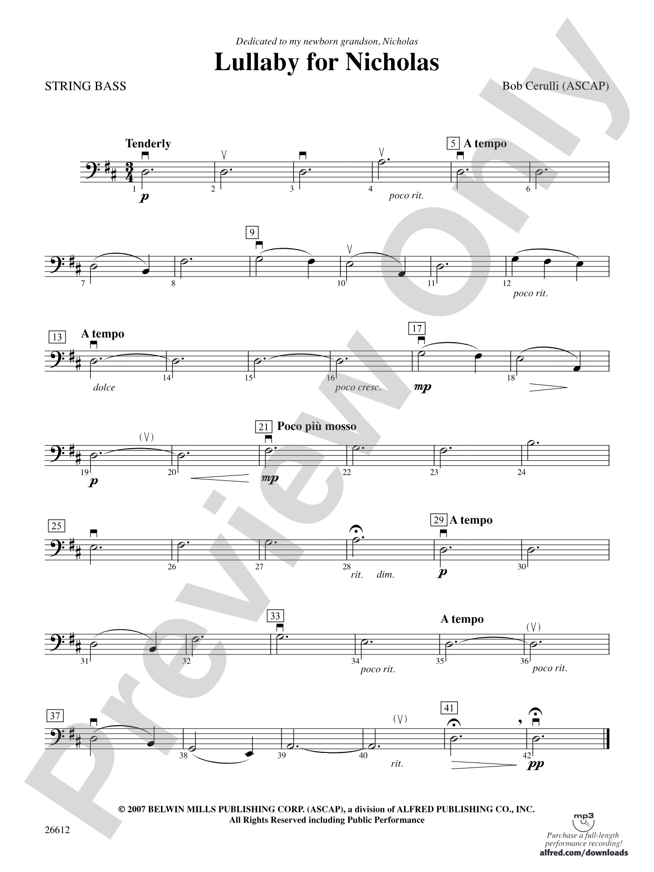 Lullaby for Nicholas: String Bass