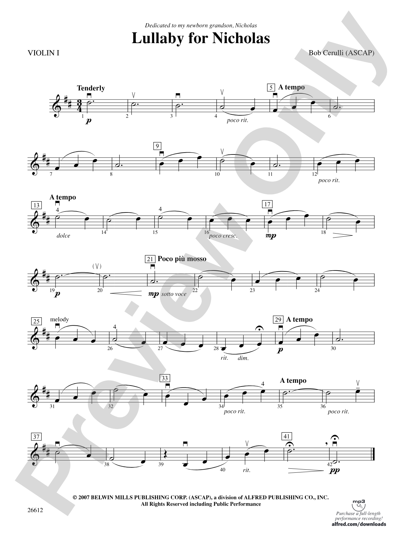 Lullaby for Nicholas: 1st Violin