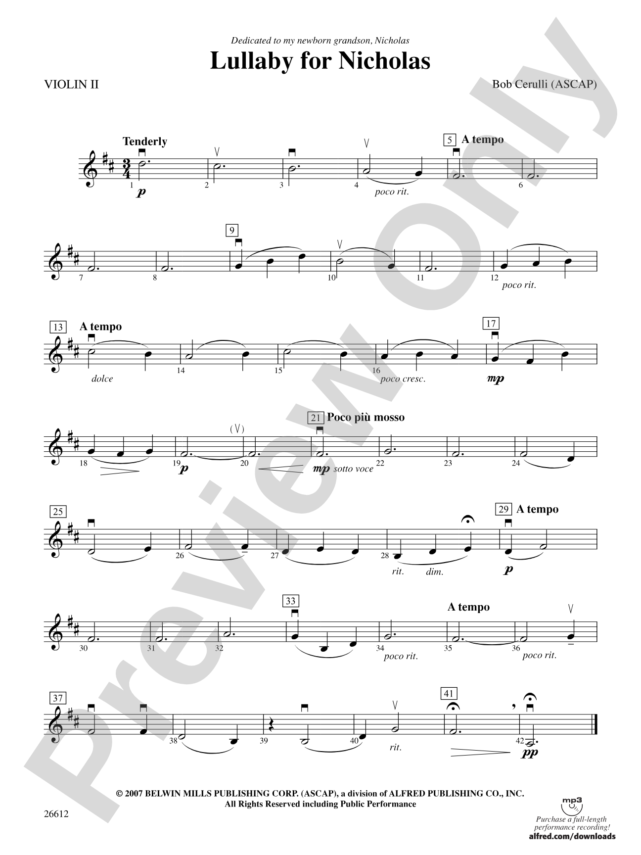 Lullaby for Nicholas: 2nd Violin