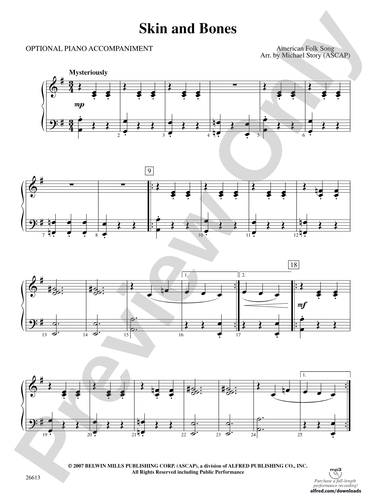 Skin and Bones: Piano Accompaniment