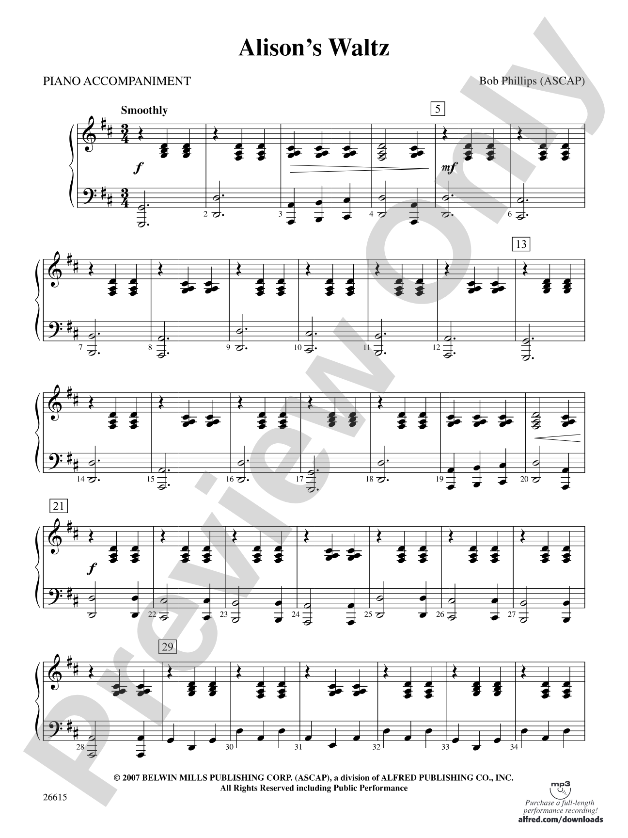 Alison's Waltz: Piano Accompaniment