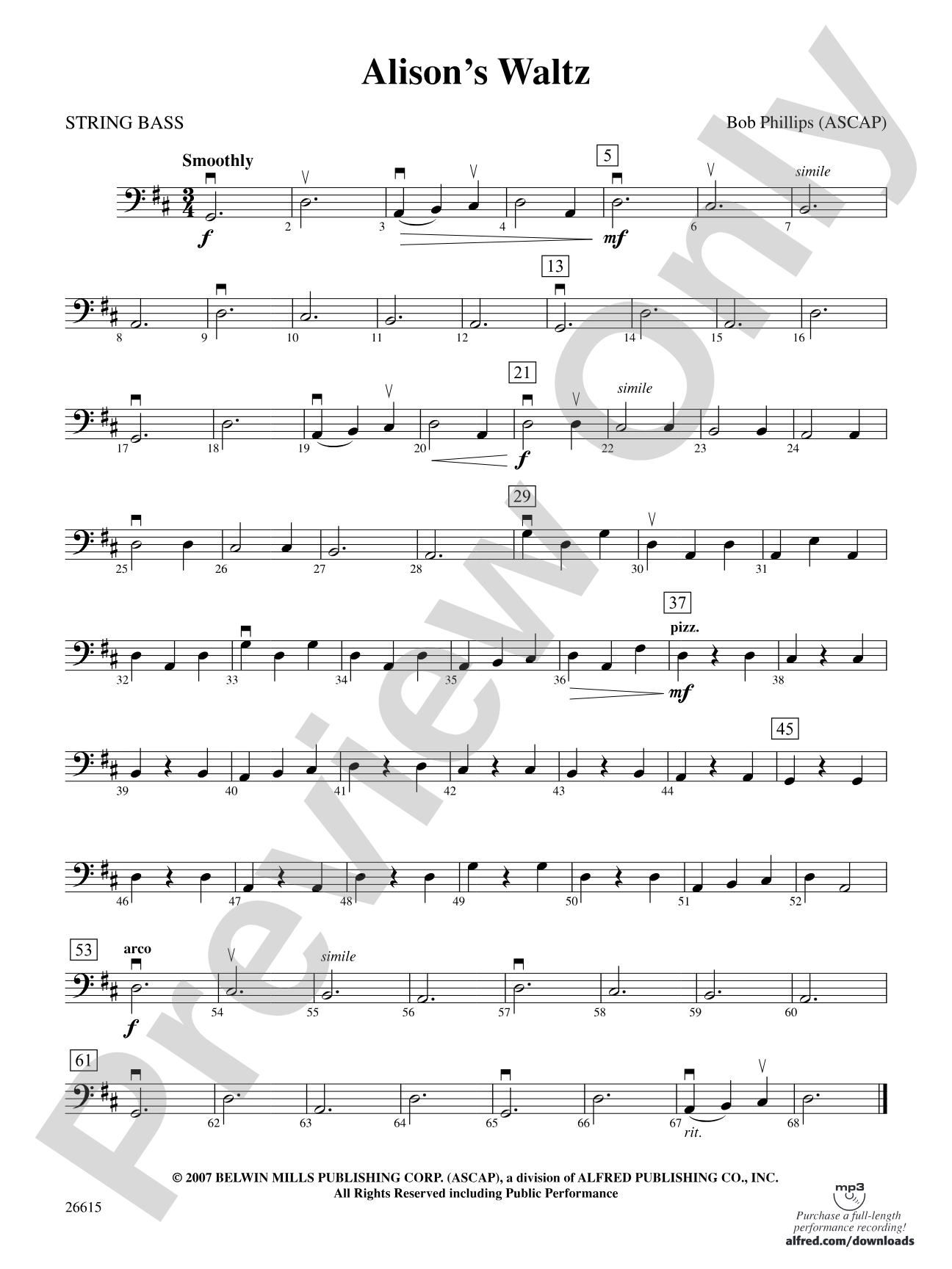 Alison's Waltz: String Bass