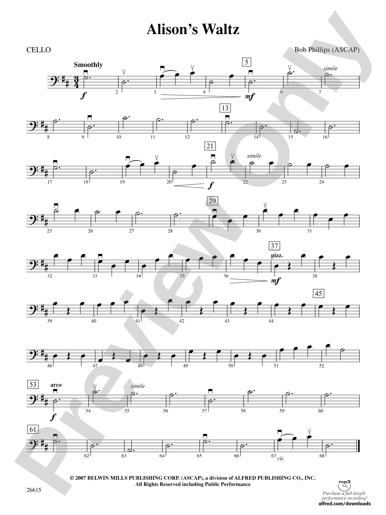 Alison's Waltz: Cello