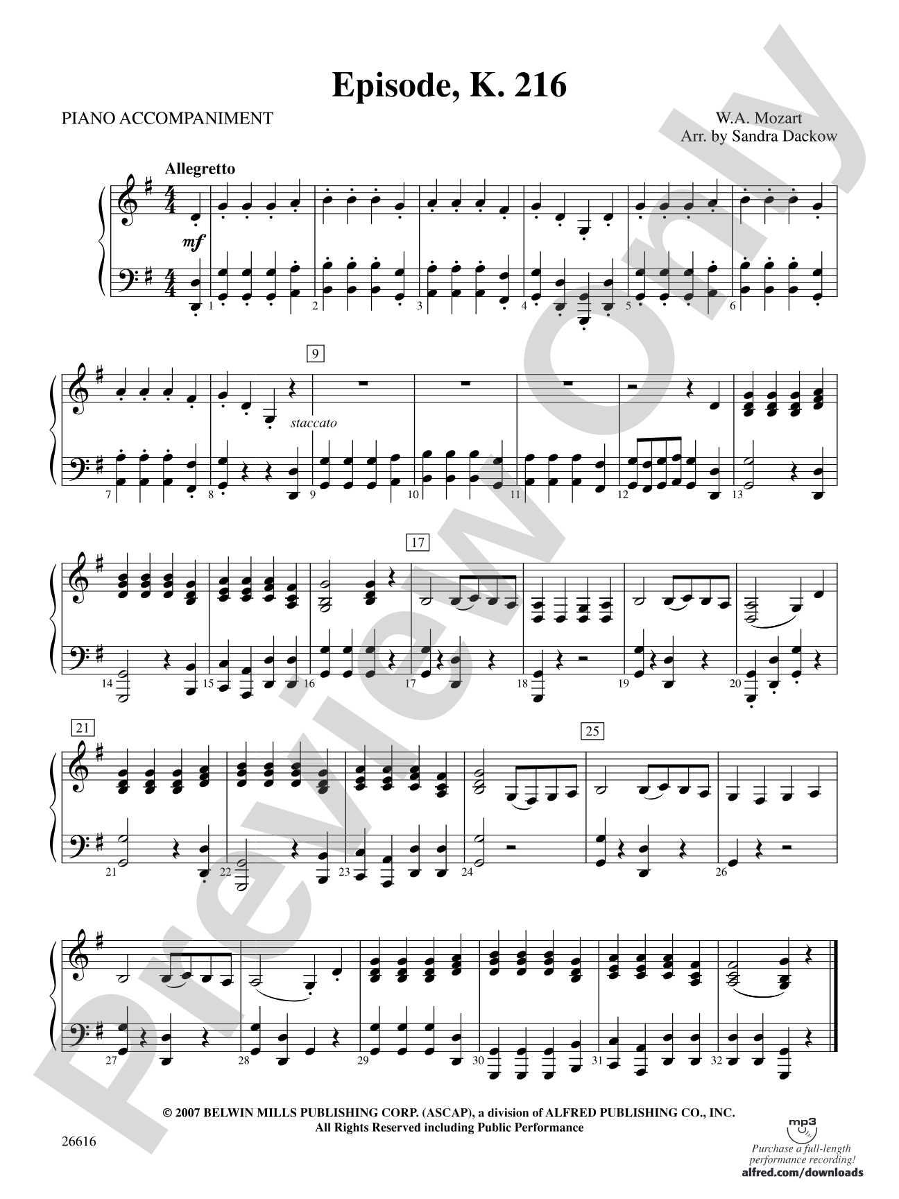 Episode, K. 216: Piano Accompaniment