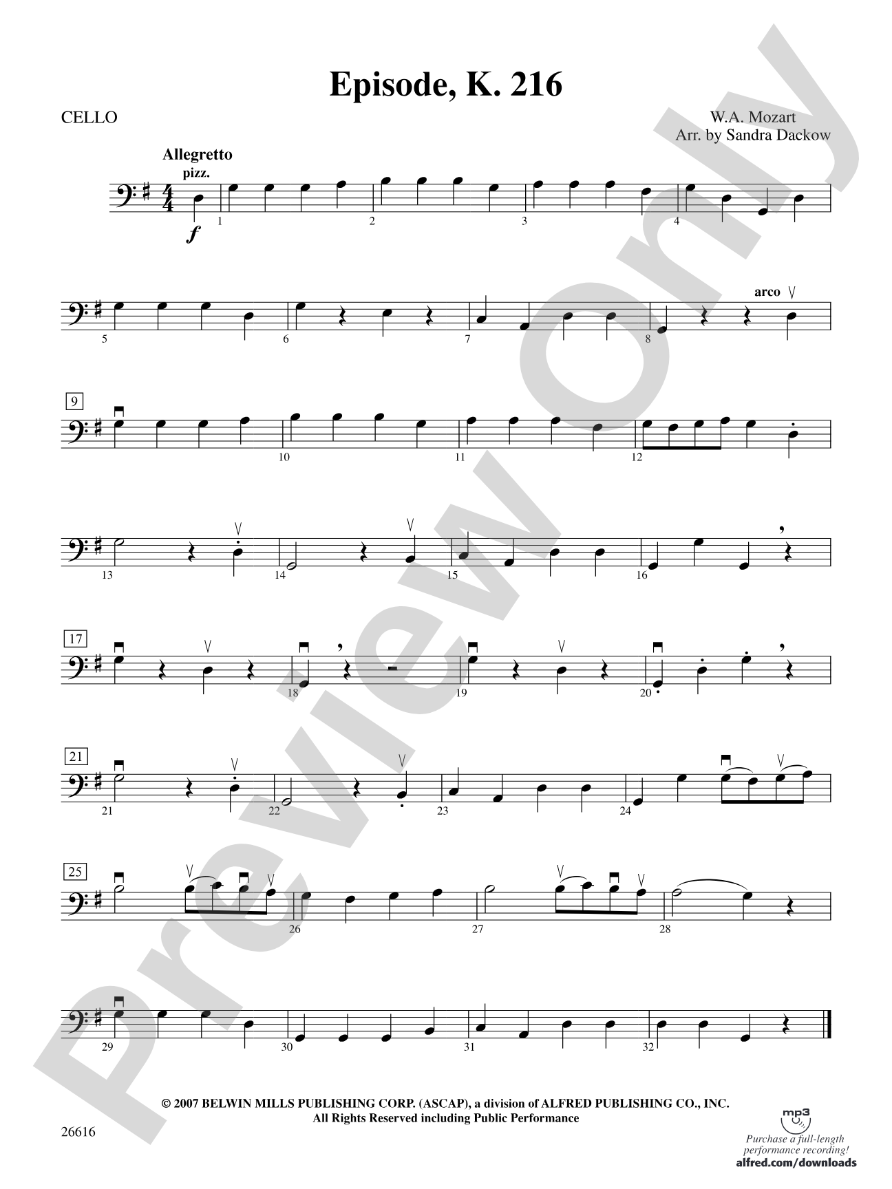 Episode, K. 216: Cello