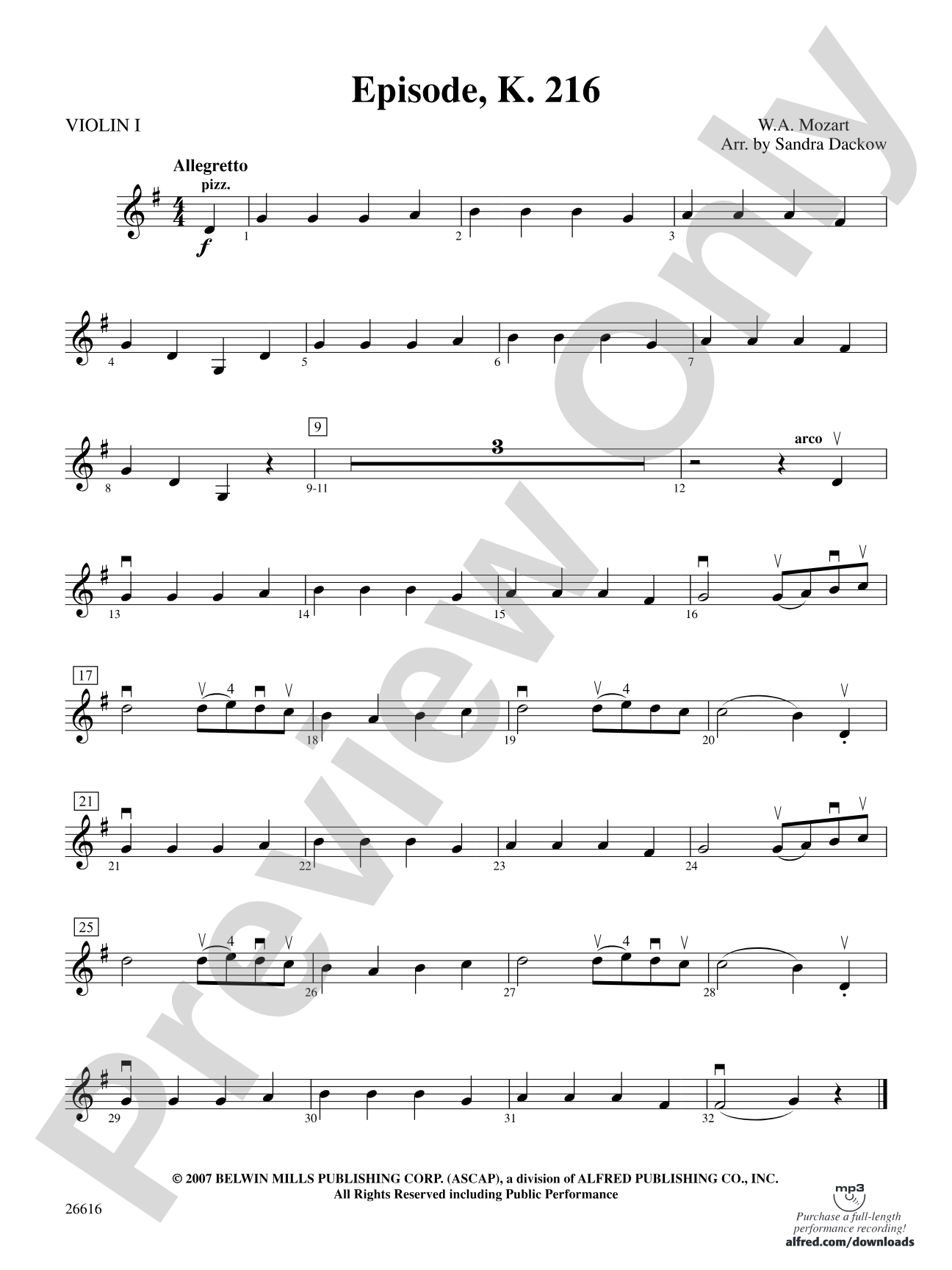 Episode, K. 216: 1st Violin