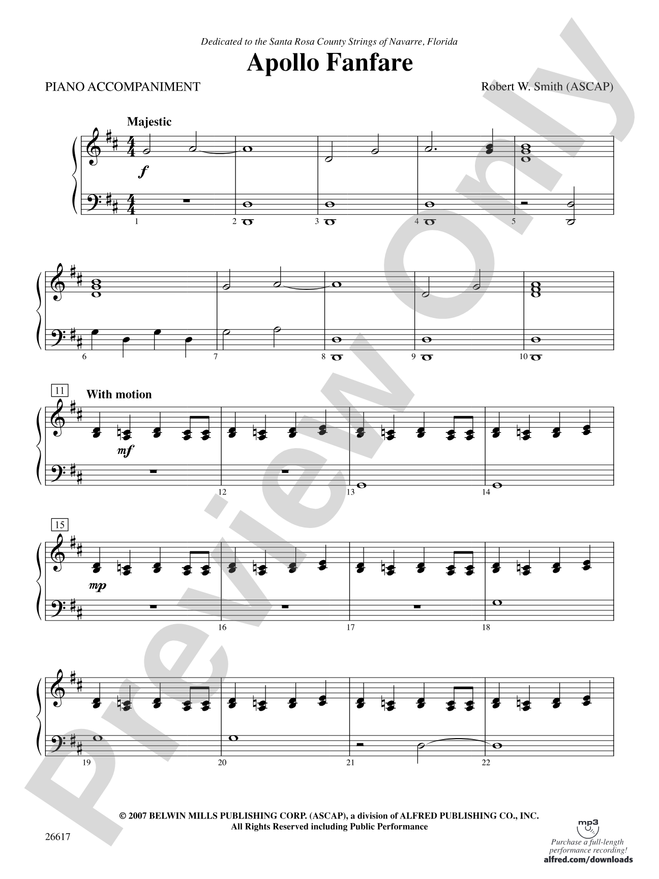 Apollo Fanfare: Piano Accompaniment