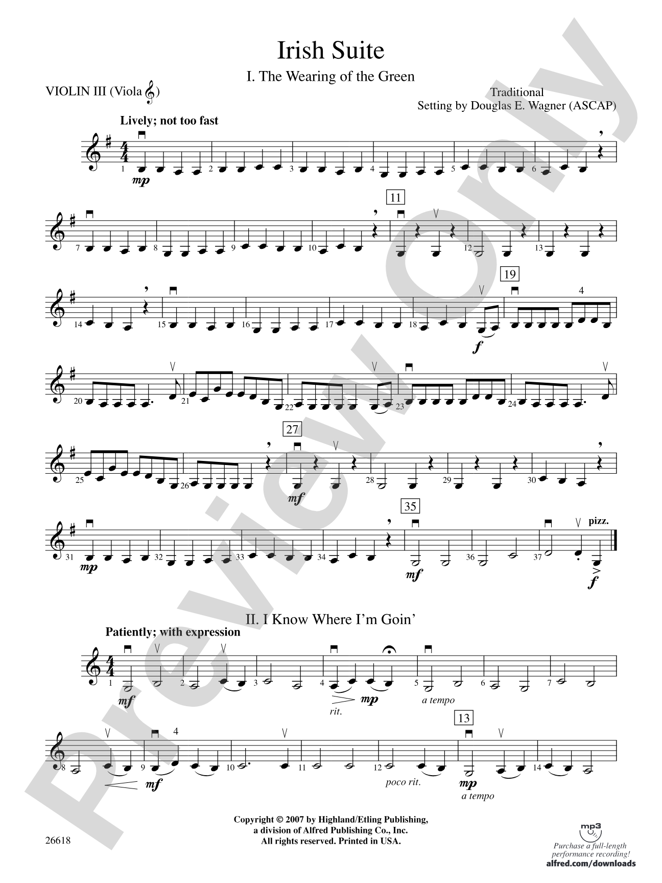 Irish Suite: 3rd Violin (Viola [TC])