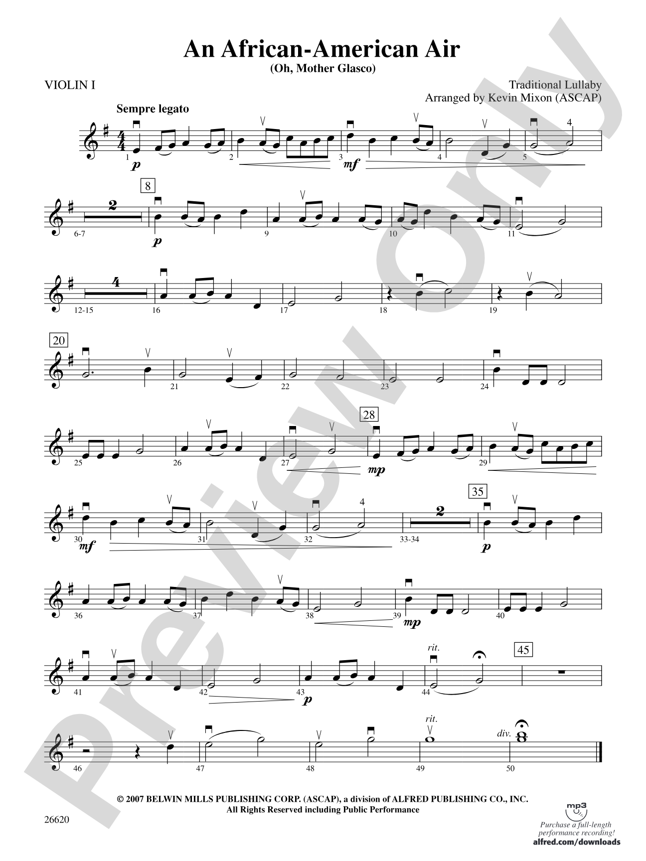 An African-American Air: 1st Violin