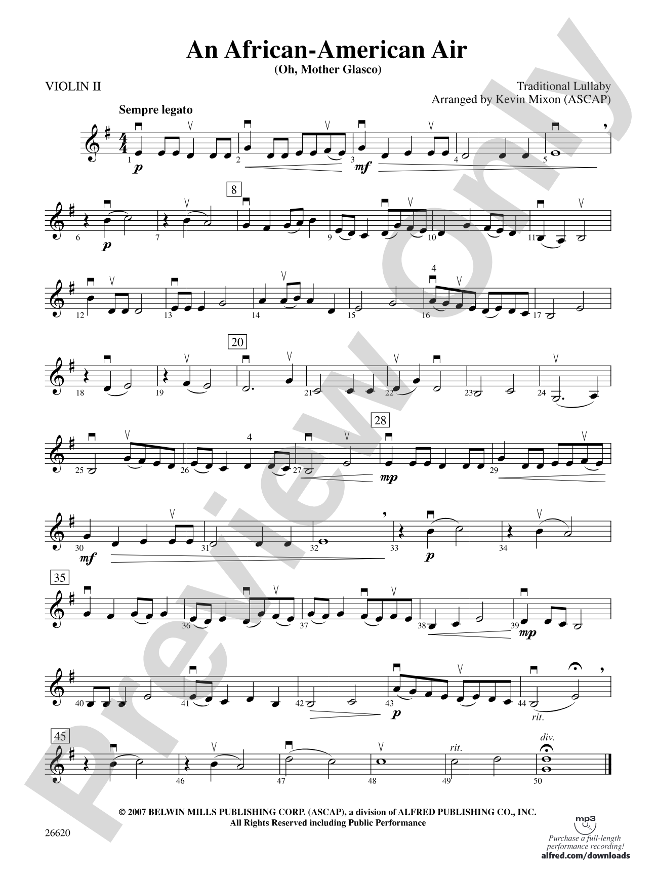An African-American Air: 2nd Violin