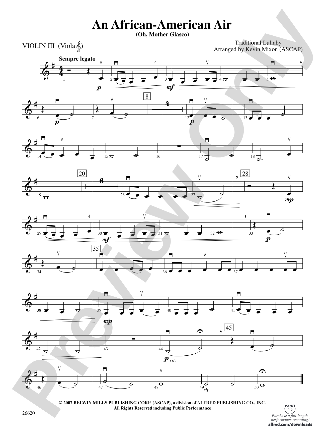 An African-American Air: 3rd Violin (Viola [TC])