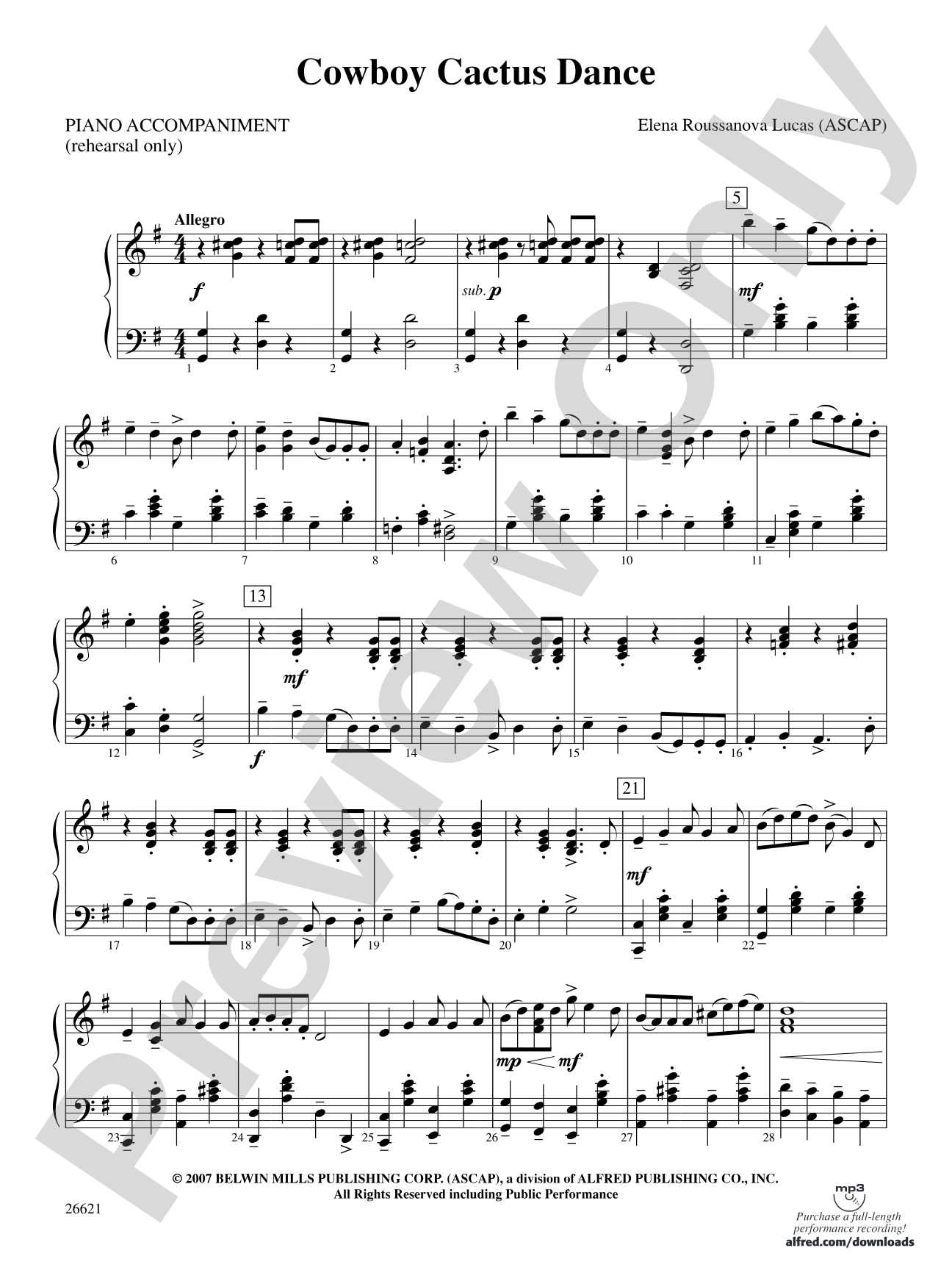 Cowboy Cactus Dance: Piano Accompaniment