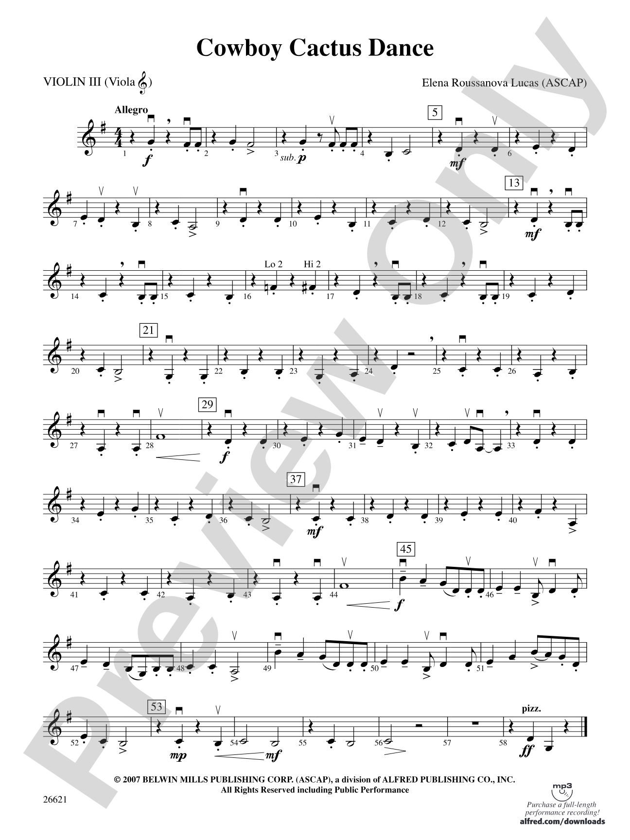 Cowboy Cactus Dance: 3rd Violin (Viola [TC])