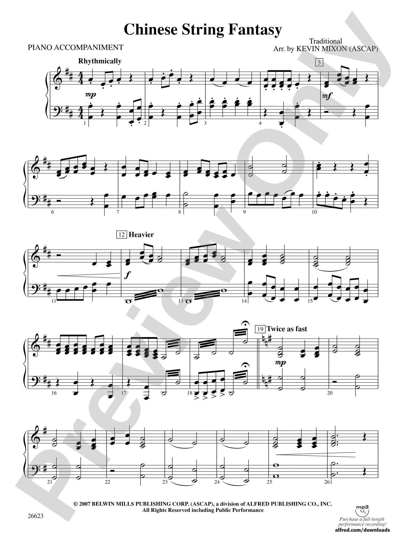 Chinese String Fantasy: Piano Accompaniment