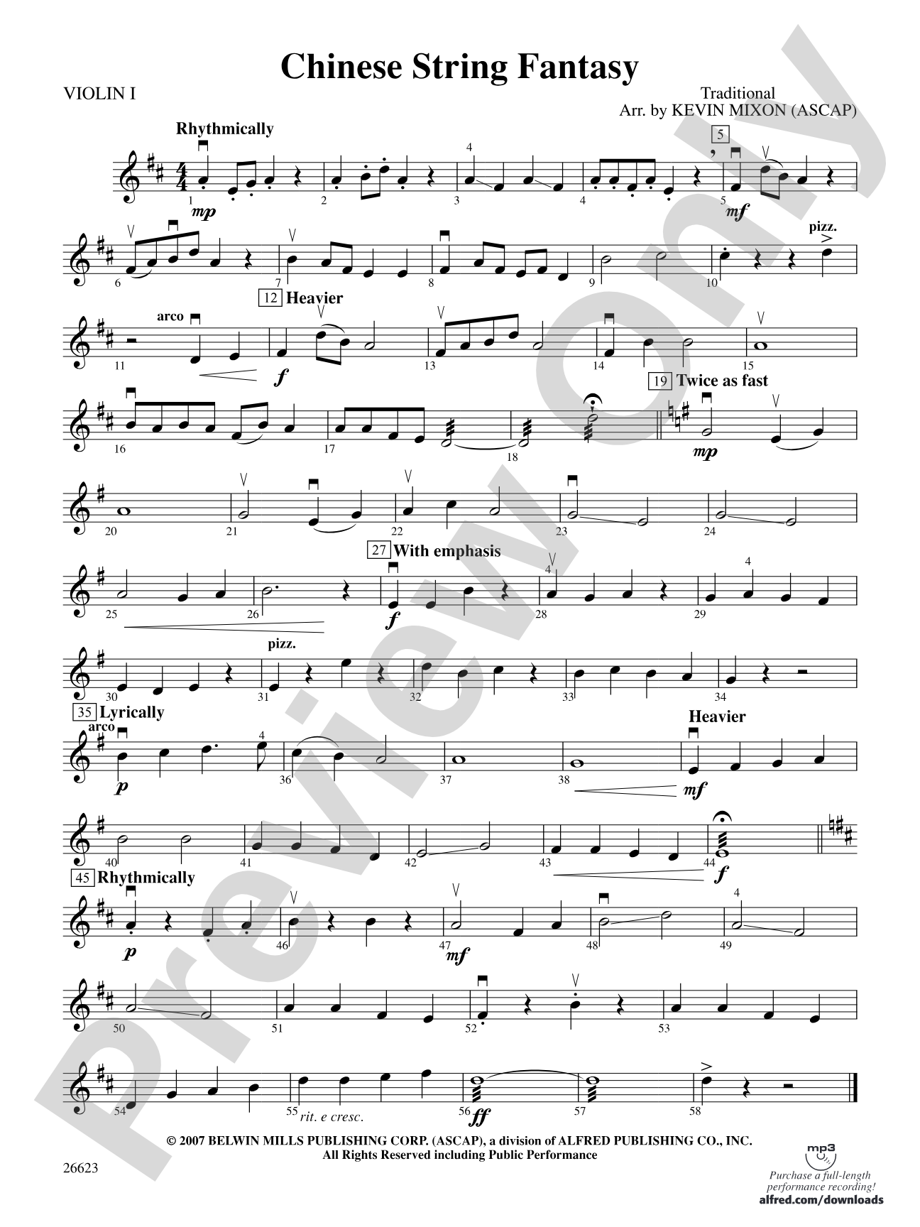 Chinese String Fantasy: 1st Violin