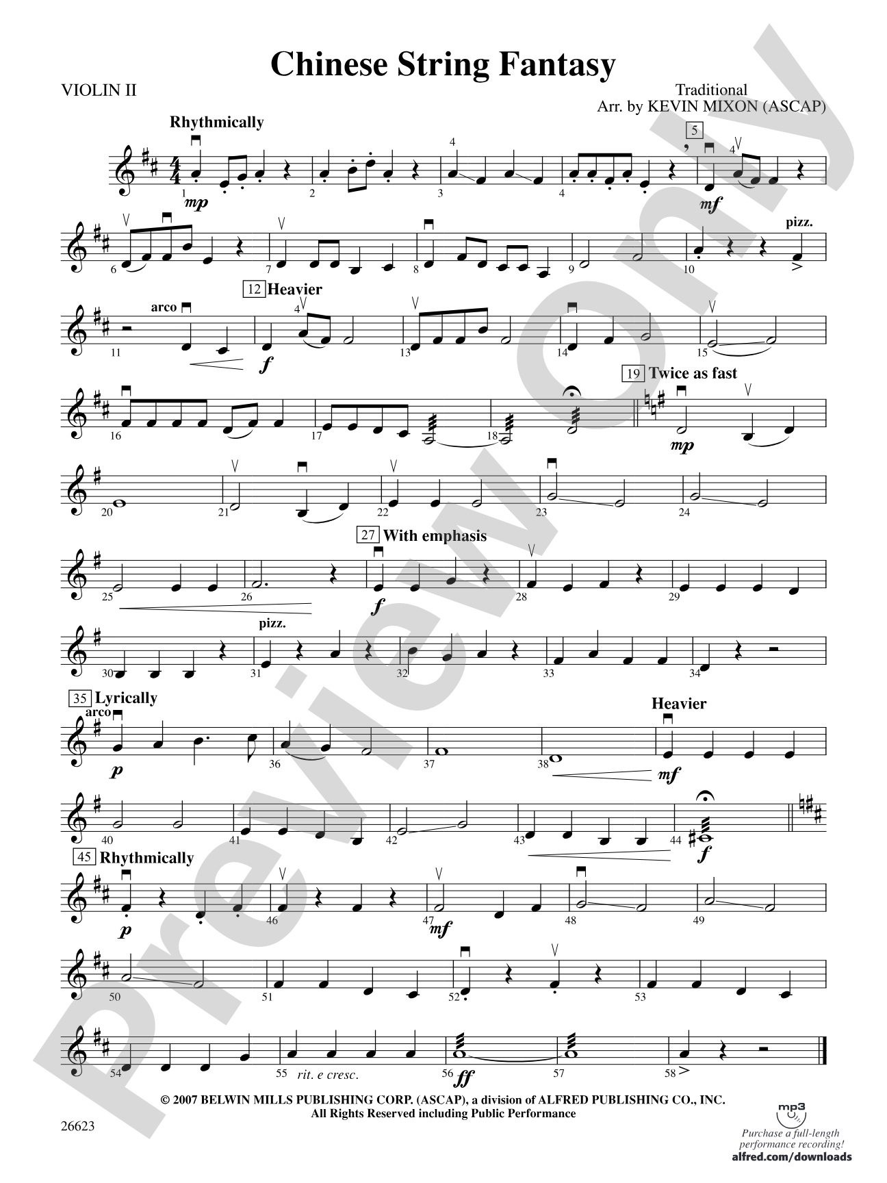 Chinese String Fantasy: 2nd Violin