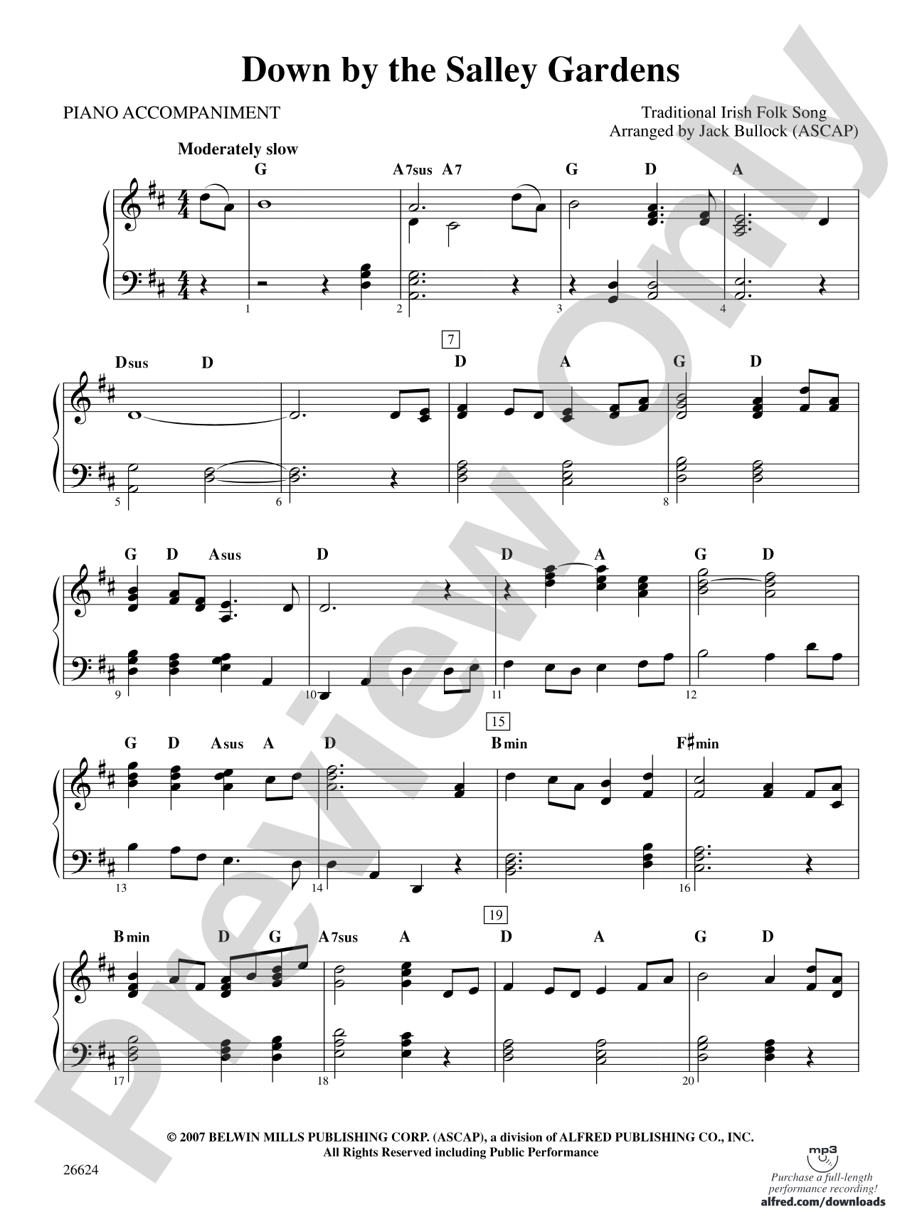 Down by the Salley Gardens: Piano Accompaniment