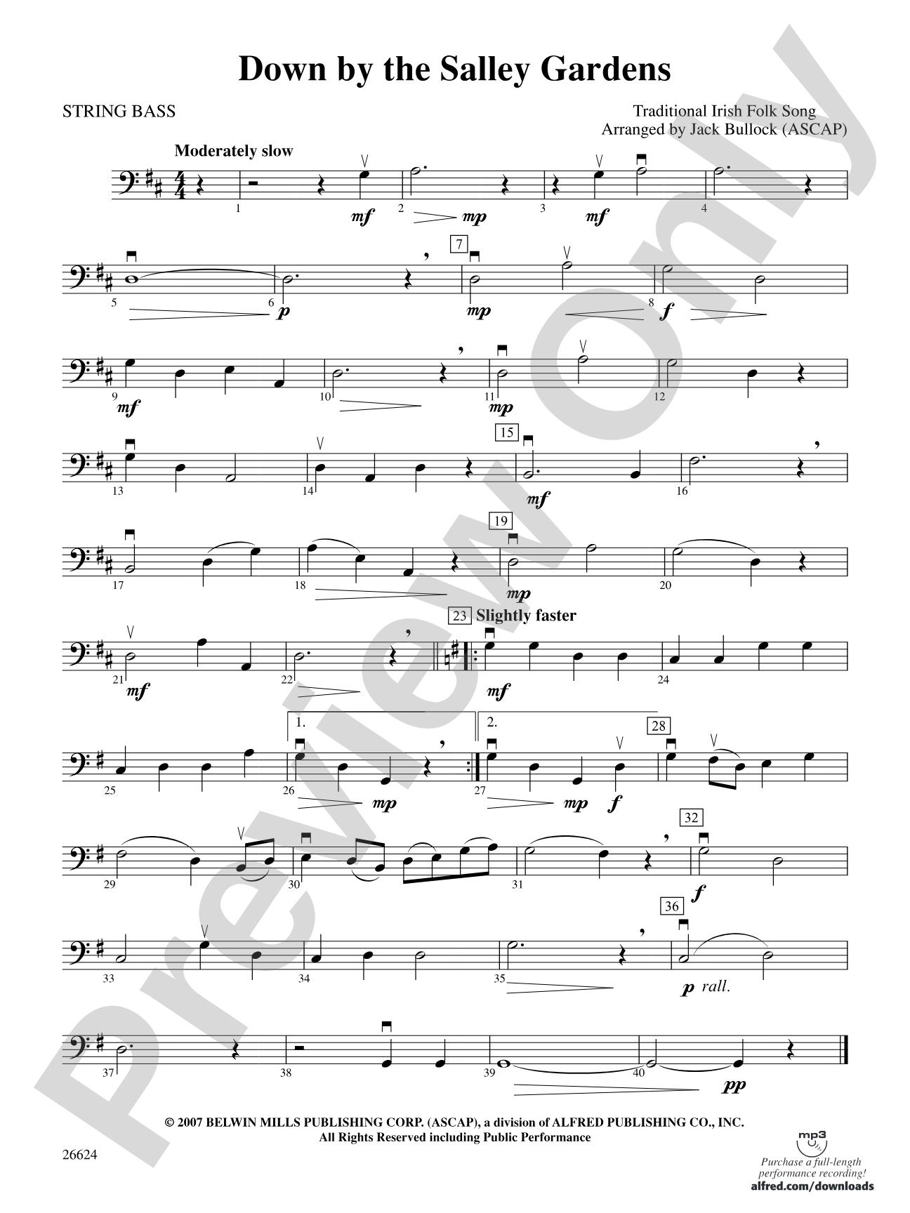 Down by the Salley Gardens: String Bass