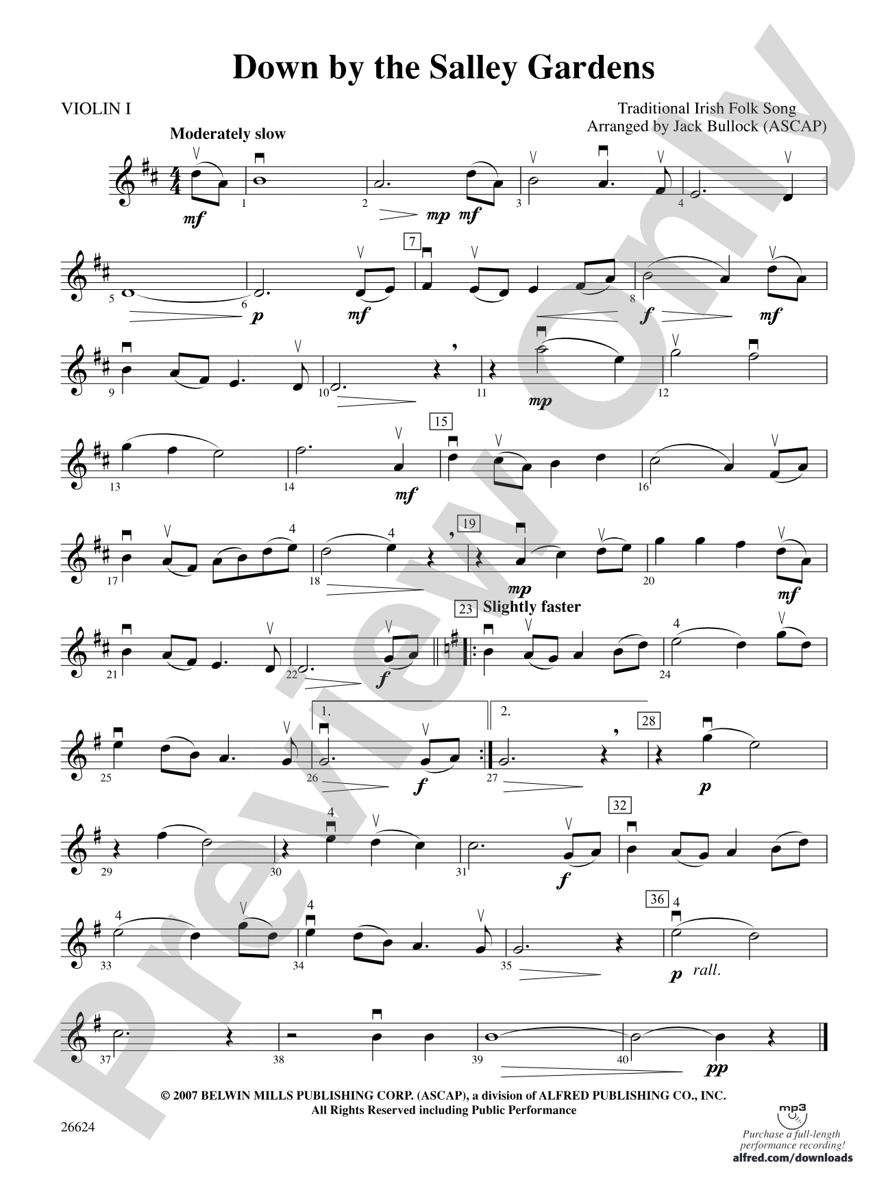 Down by the Salley Gardens: 1st Violin