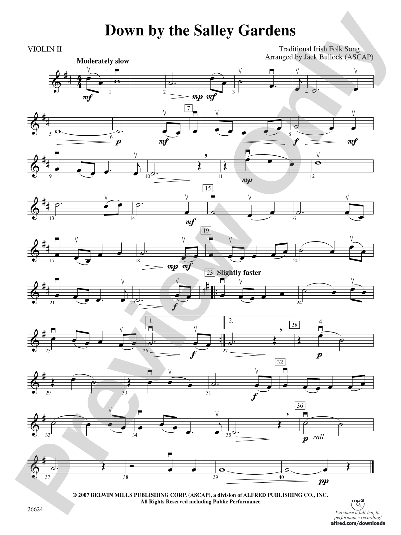 Down by the Salley Gardens: 2nd Violin