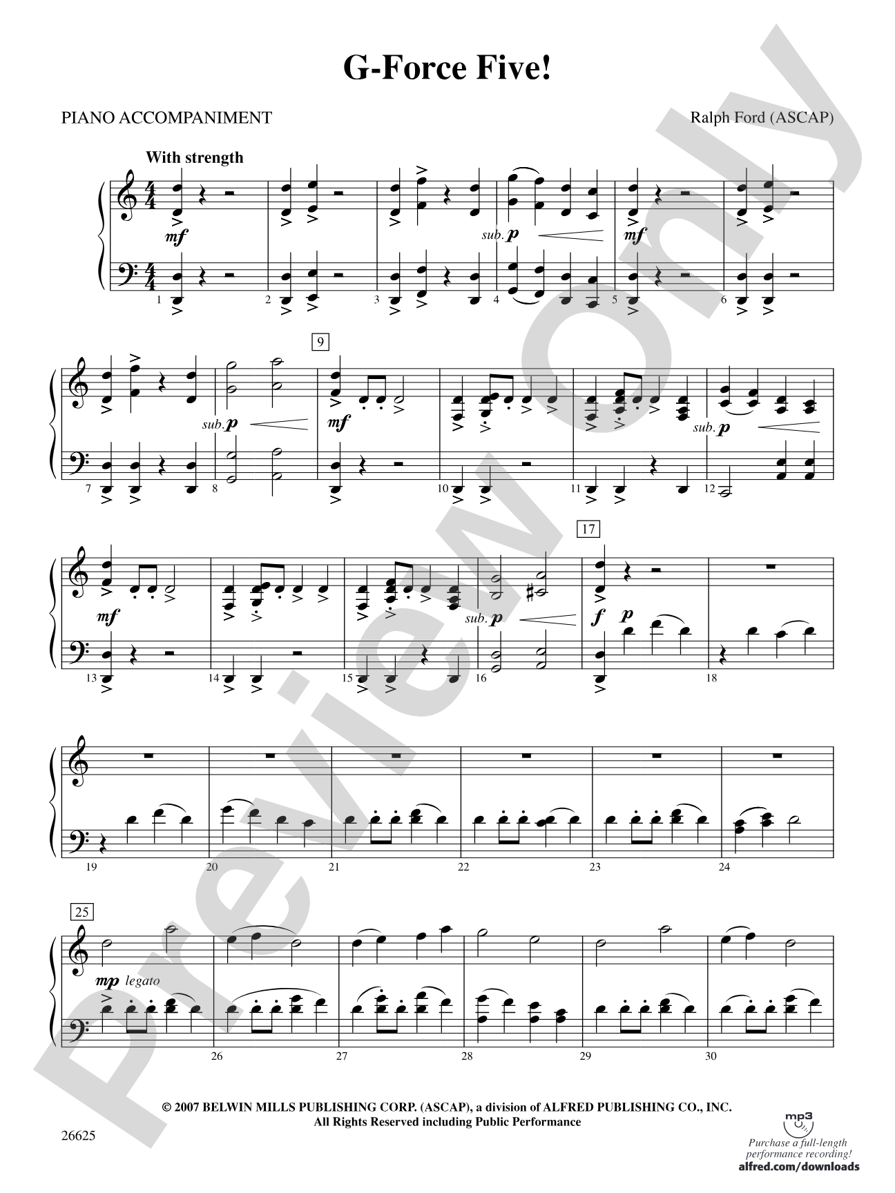 G-Force Five!: Piano Accompaniment