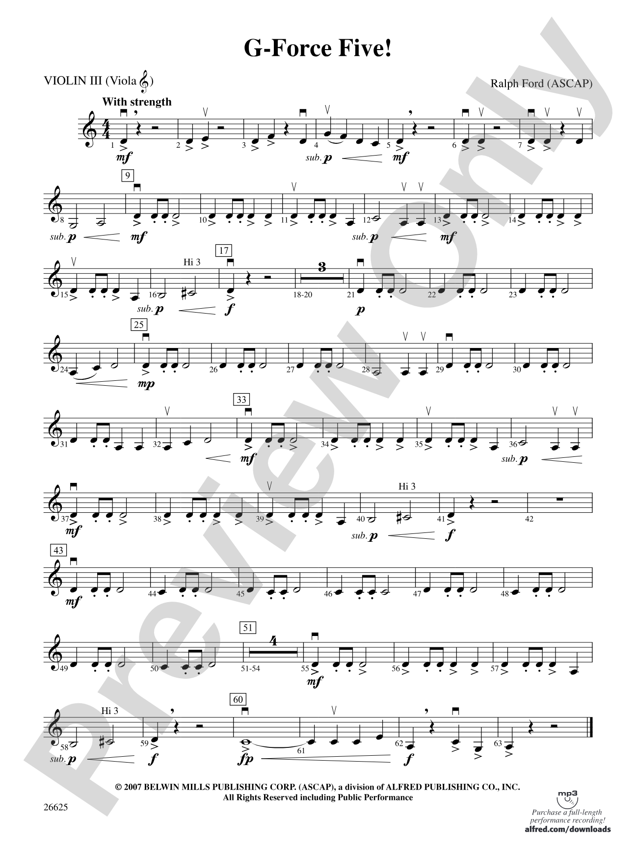 G-Force Five!: 3rd Violin (Viola [TC])