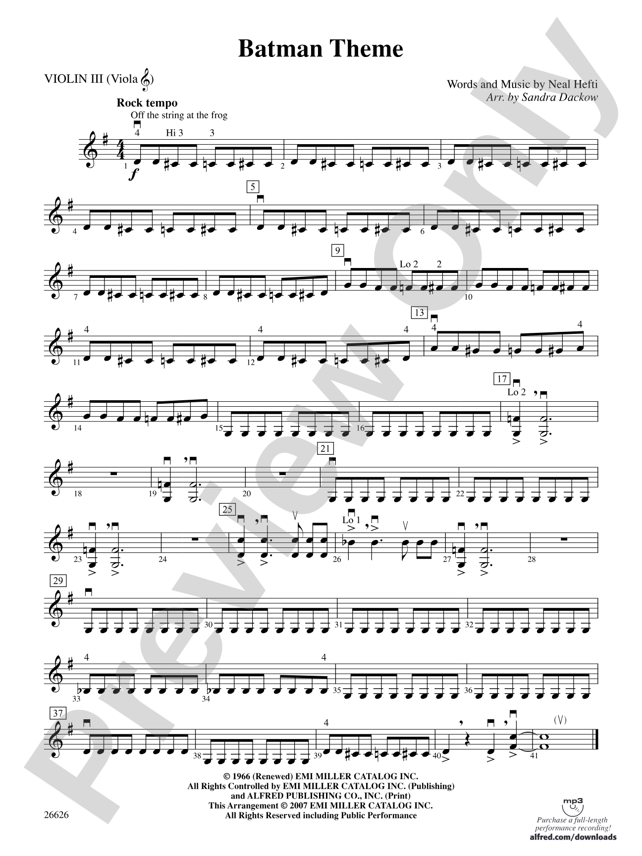 Batman Theme: 3rd Violin (Viola [TC])