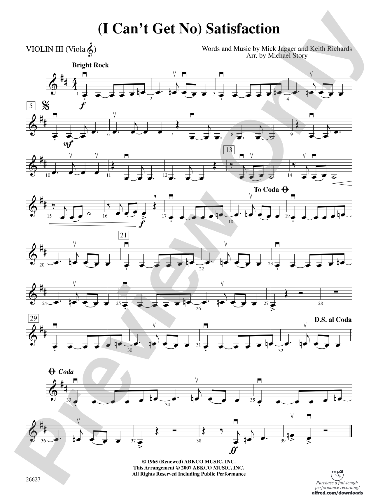 (I Can't Get No) Satisfaction: 3rd Violin (Viola [TC])