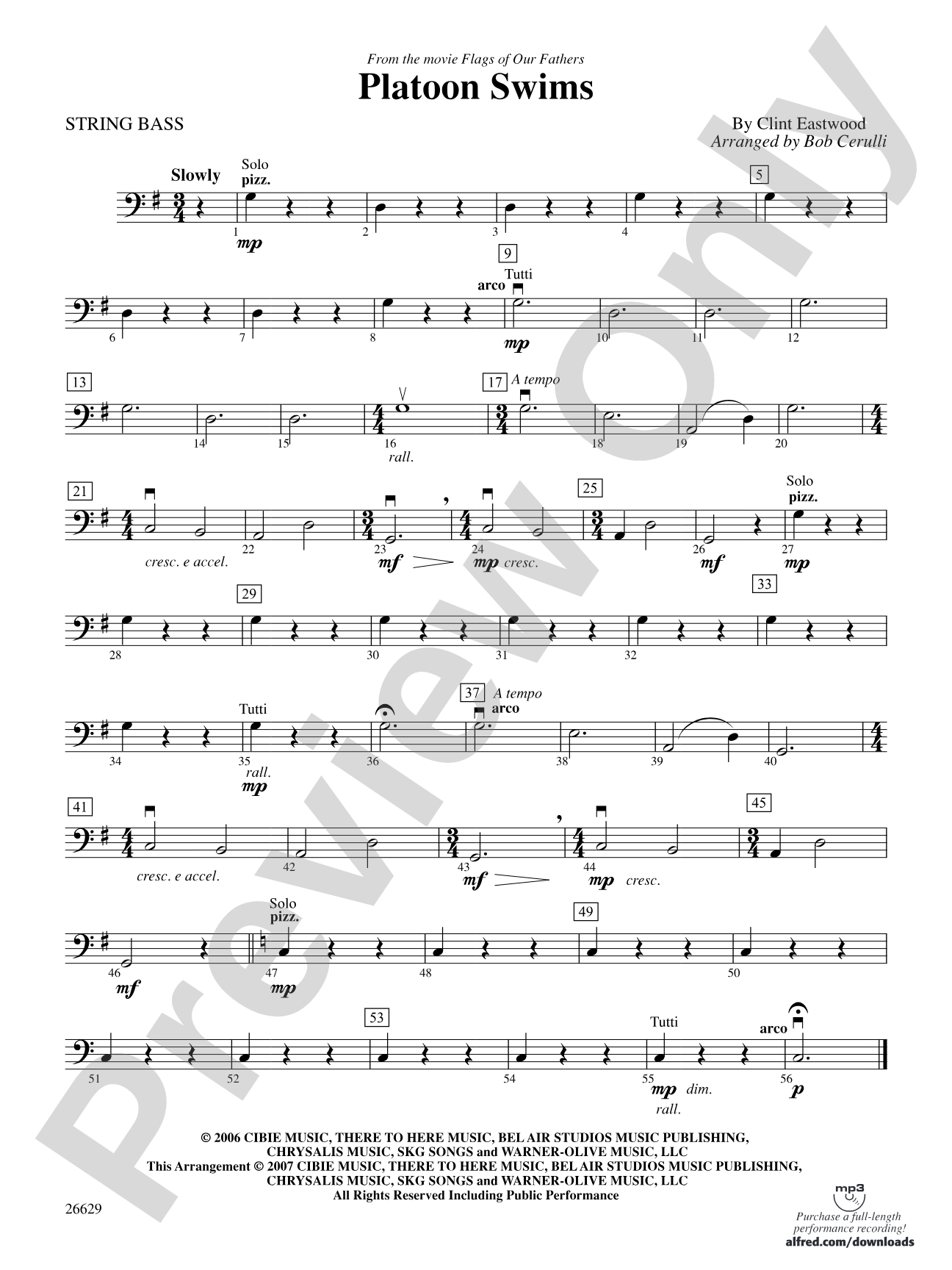 Platoon Swims (from Flags of Our Fathers): String Bass